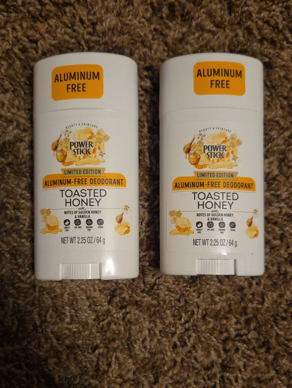 2 Toasted Honey Aluminum-Free Deodorant Sticks